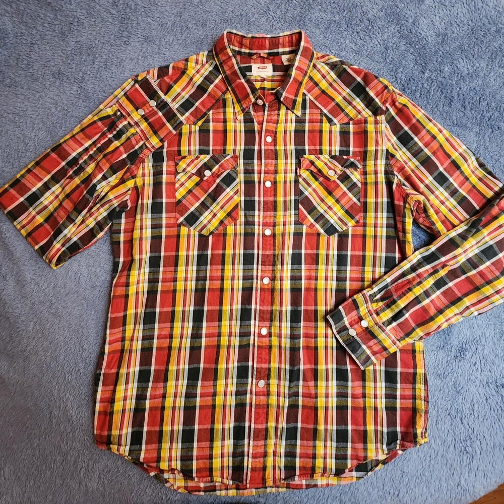 Levi's‎ Plaid Classic Women's Large Pearl Snap Western Shirt
